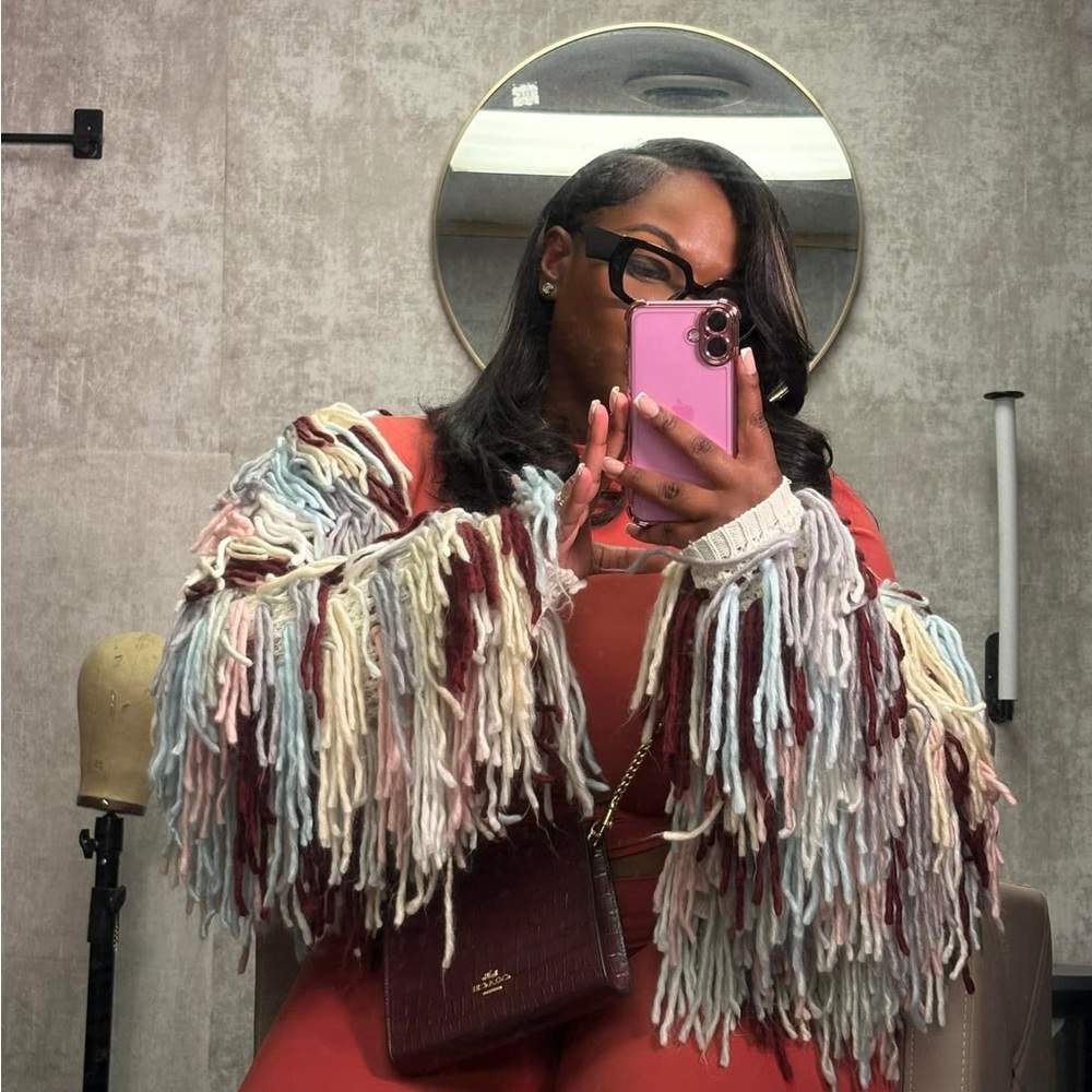 Hayden Cream and Multicolor Fringe Sweater